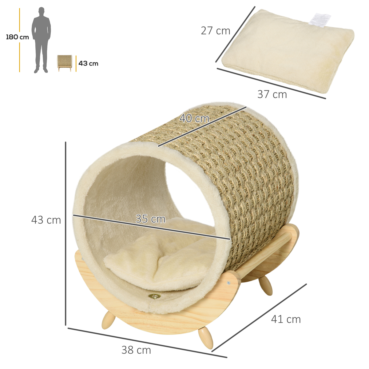 Rattan & Wood Circular Hideaway in Natural