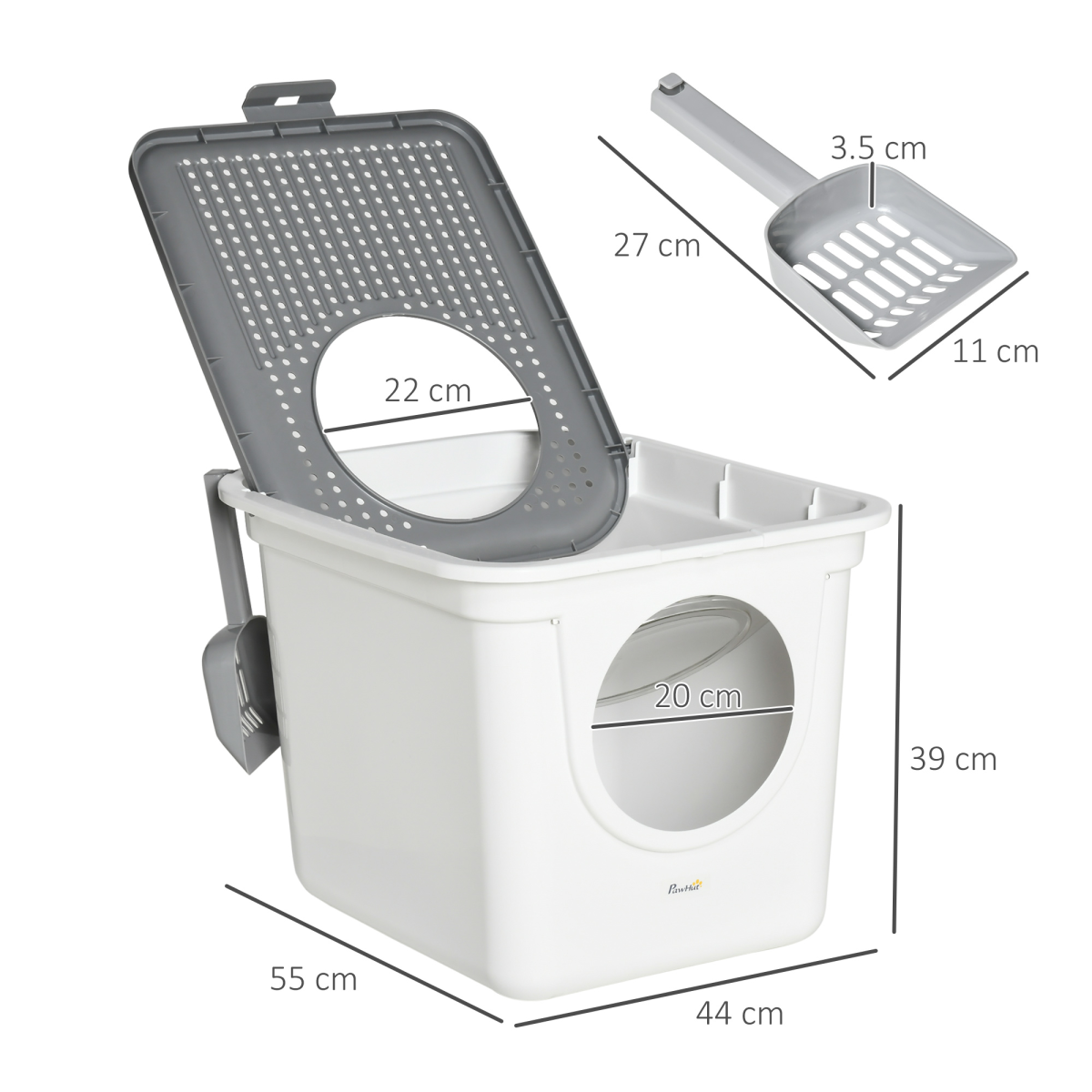 Enclosed Top-Entry Litter Box - White