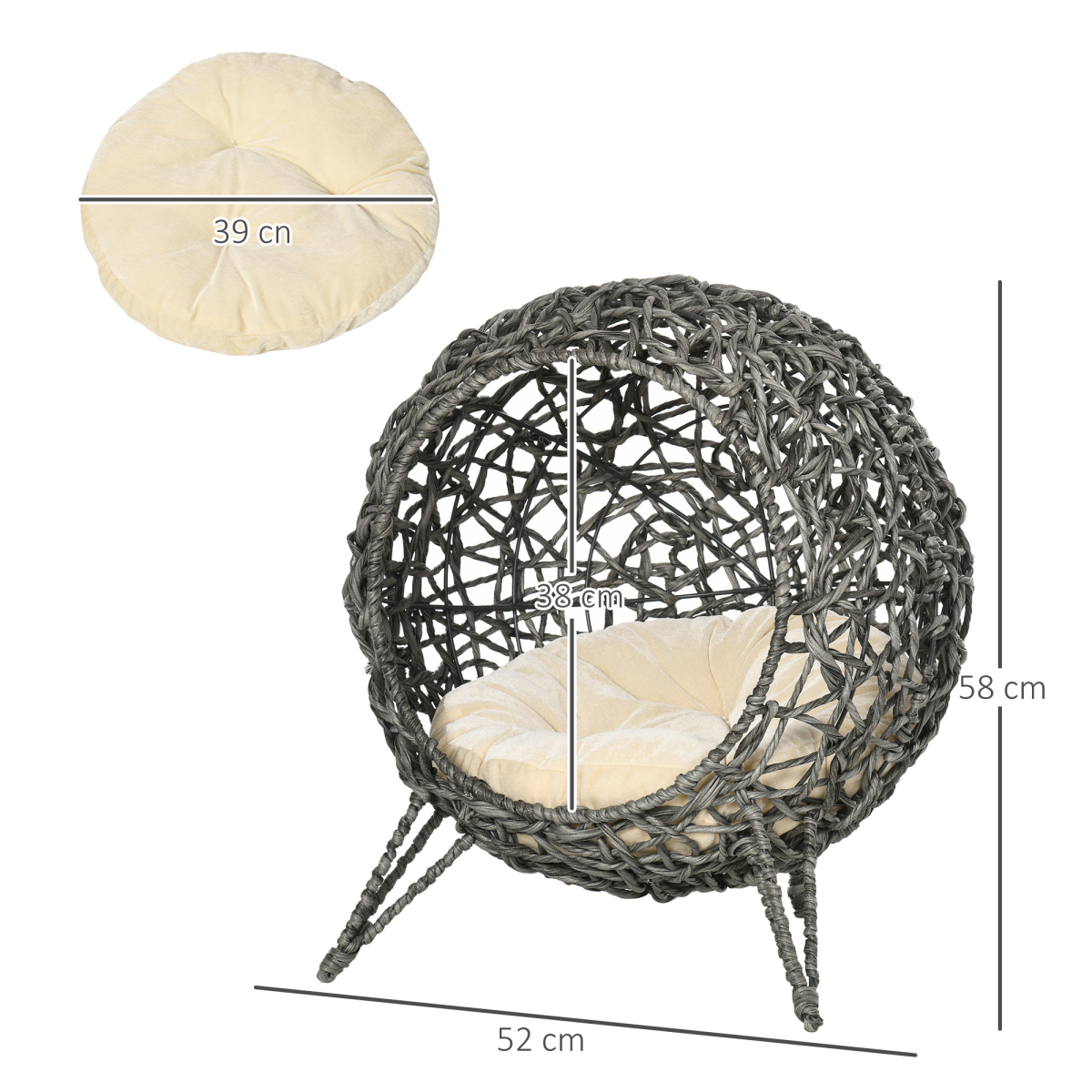 Rattan Sphere Cat Hideaway Bed