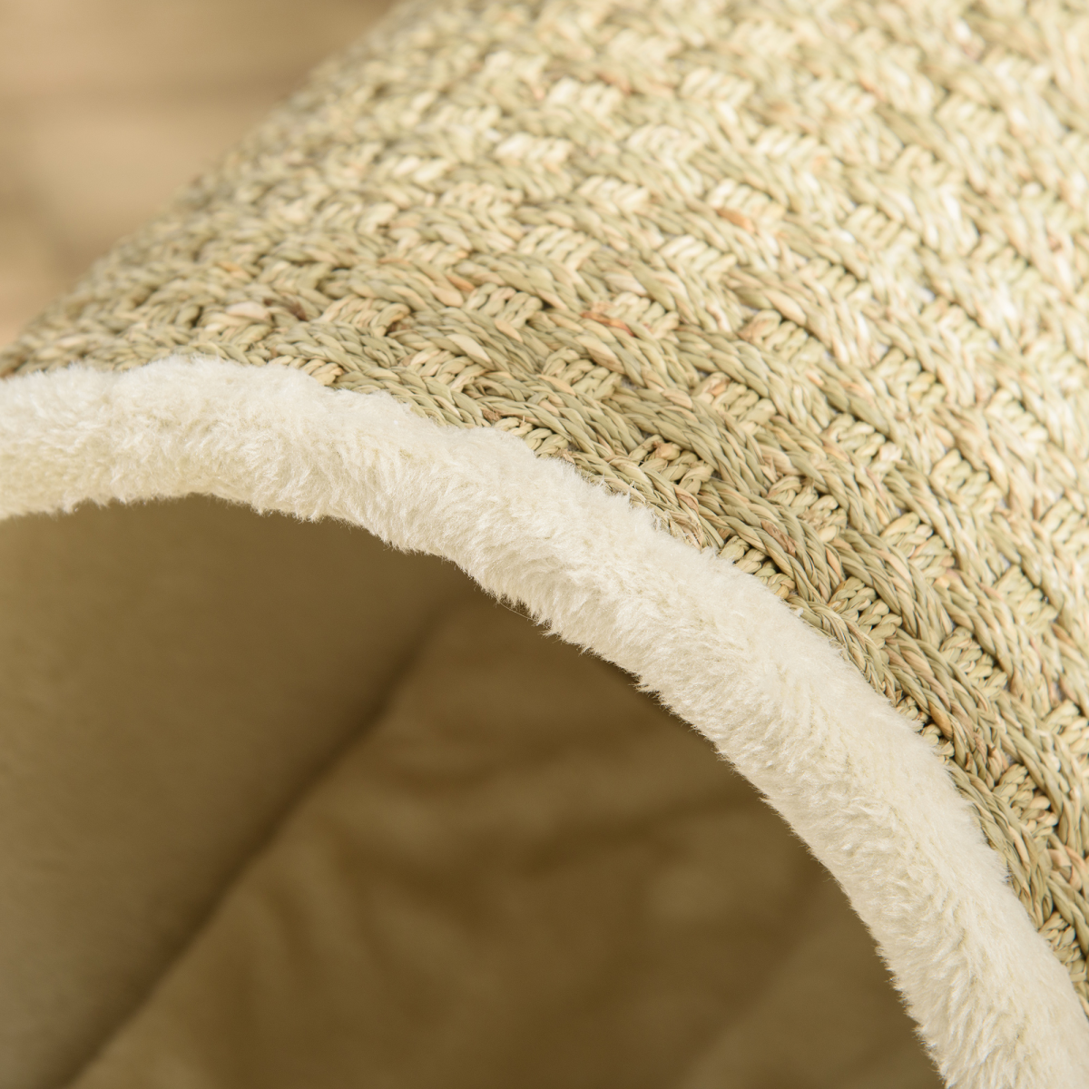 Rattan & Wood Circular Hideaway in Natural