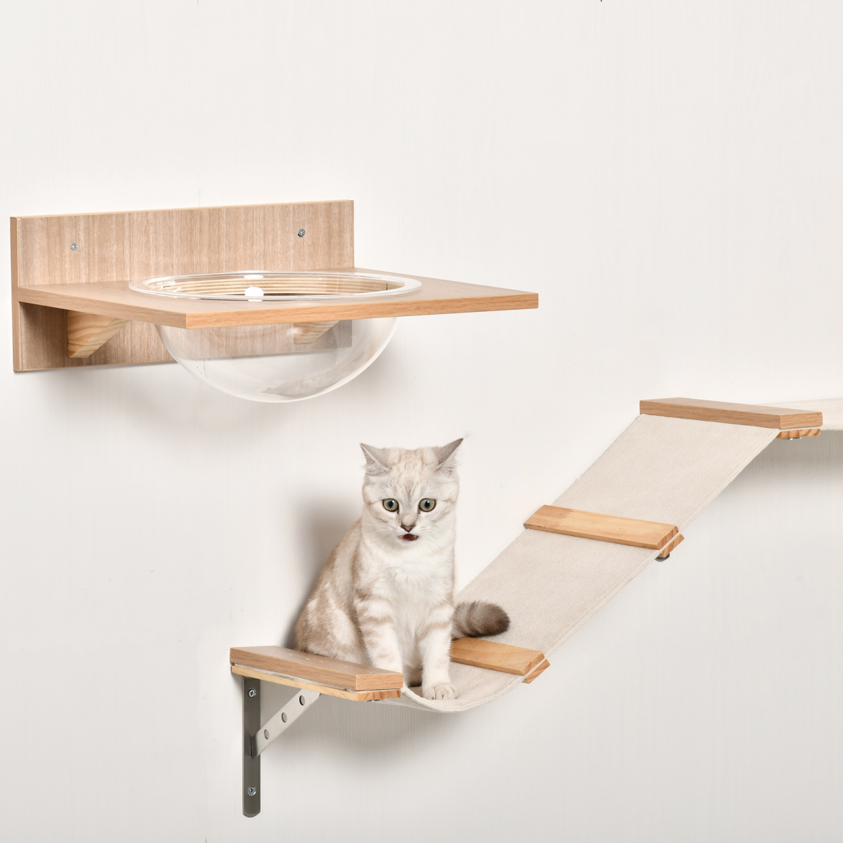 Wall-Mounted Cat Tree & Shelf Set – A Stylish Vertical Playground for Curious Cats