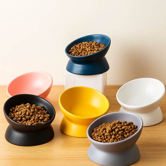 Ceramic Raised Food Bowl  - Multiple colour options