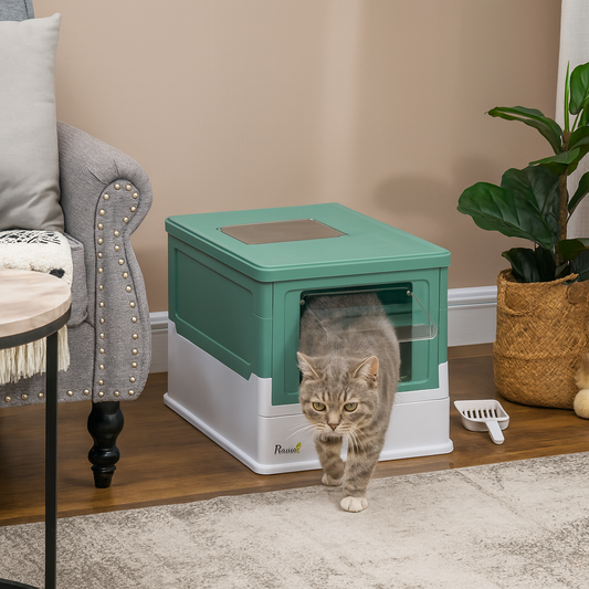 Hooded Cat Litter Box - Sage Green
