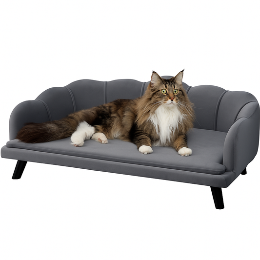 Pearl Shell Cat Couch - Charcoal Grey Large