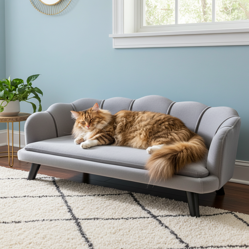Pearl Shell Cat Couch - Charcoal Grey Large
