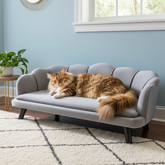 Pearl Shell Cat Couch - Charcoal Grey Large