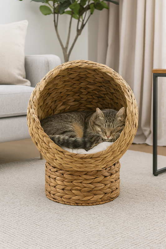 Raised Wicker Nesting Cave - Natural and Cream