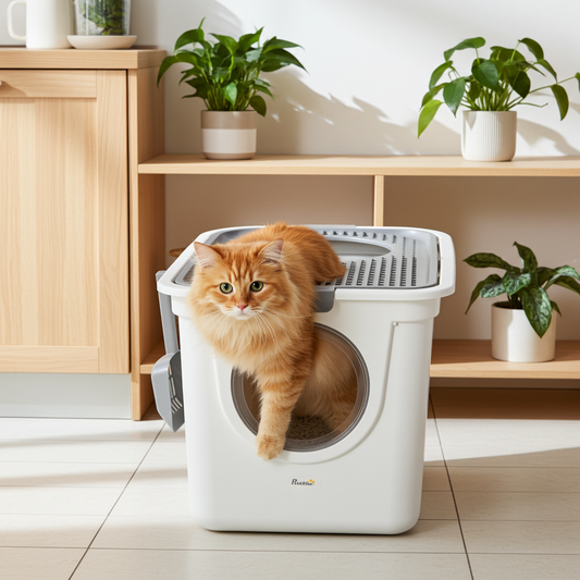 Enclosed Top-Entry Litter Box - White