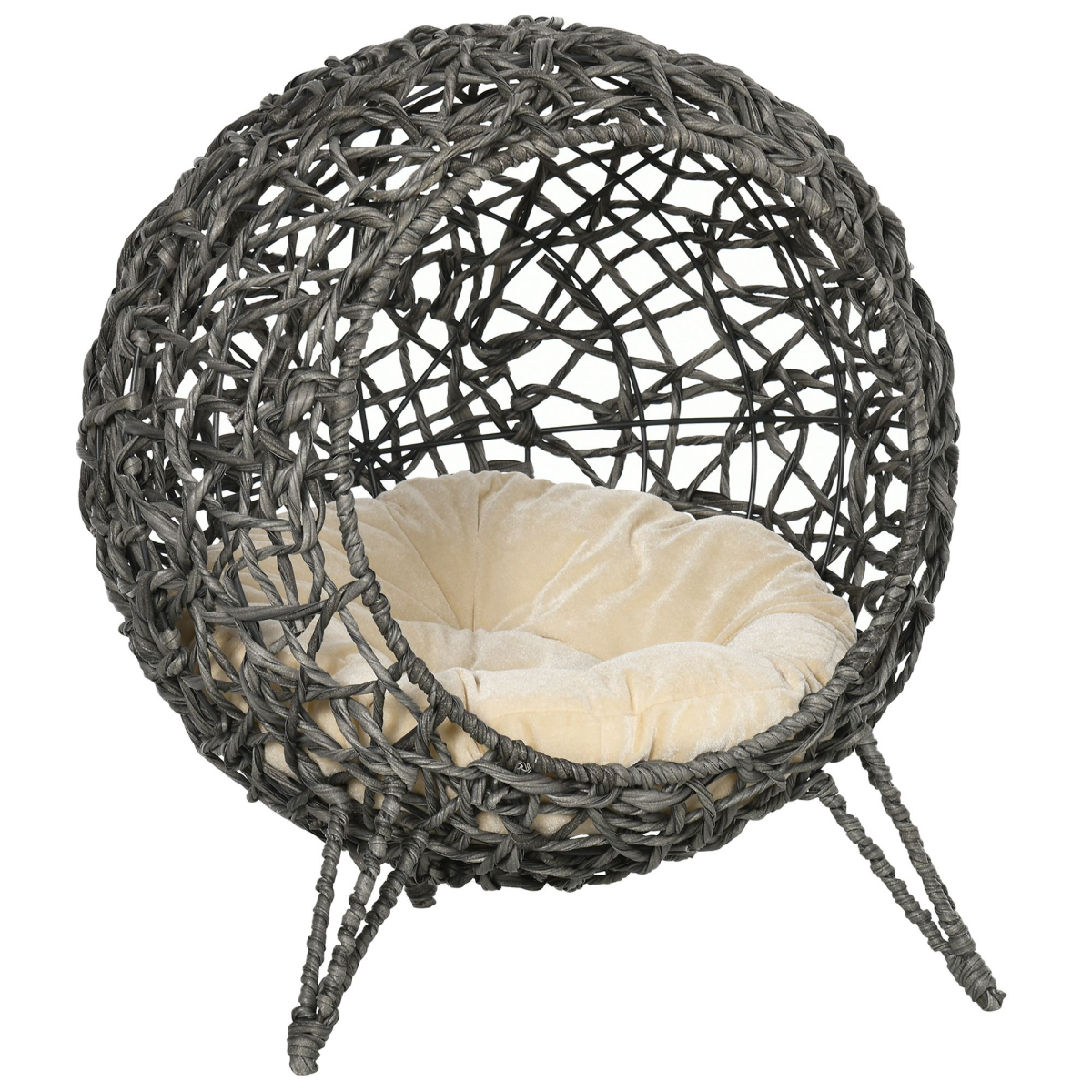 Rattan Sphere Cat Hideaway Bed